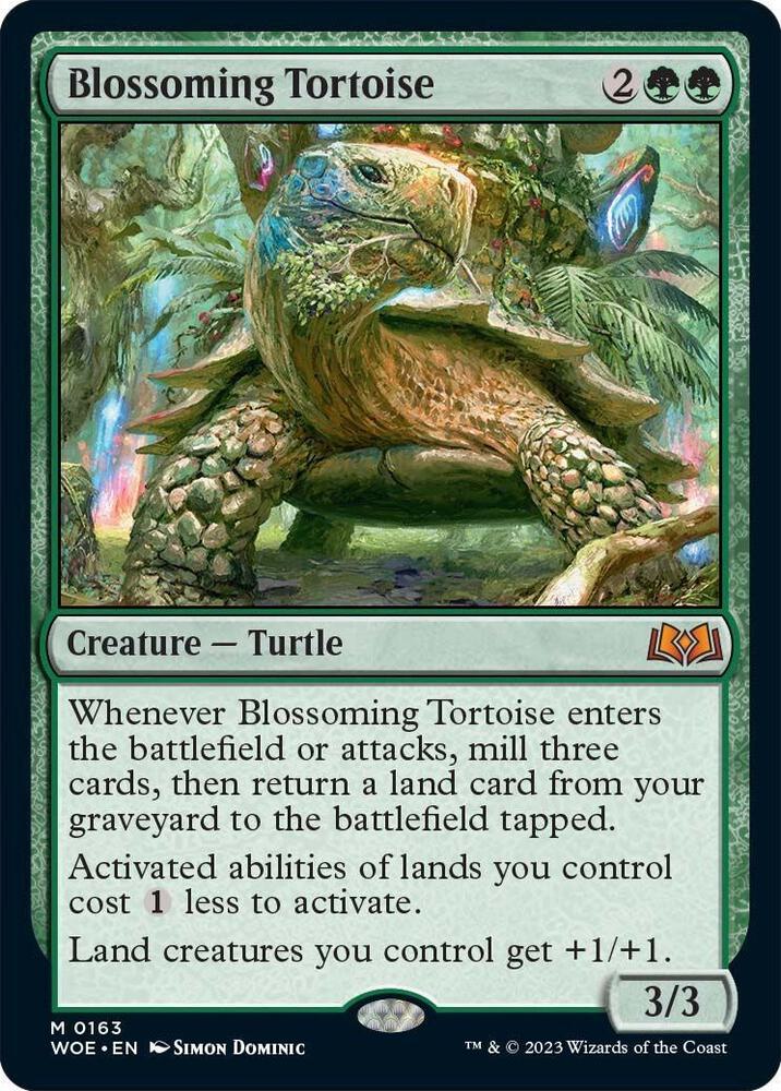 Blossoming Tortoise 163 card from Wilds of Eldraine