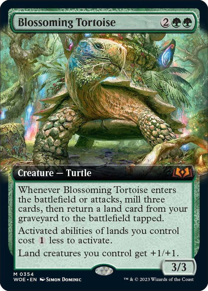 Blossoming Tortoise (Extended Art) 354 card from Wilds of Eldraine