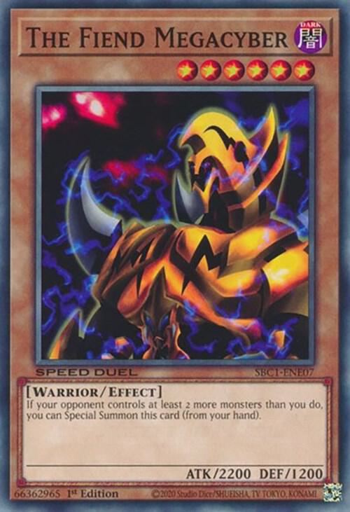 The Fiend Megacyber SBC1-ENE07 card from Speed Duel: Streets of Battle City