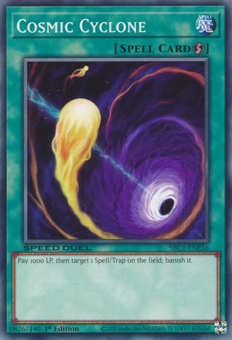 Cosmic Cyclone SBC1-ENE16 card from Speed Duel: Streets of Battle City