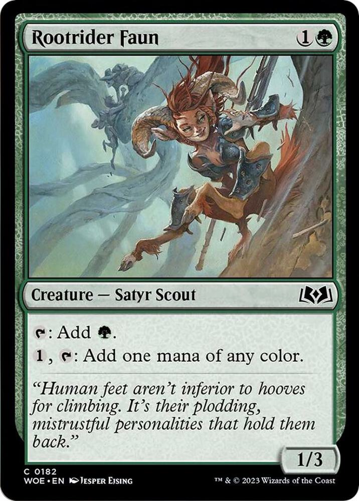 Rootrider Faun 182 card from Wilds of Eldraine