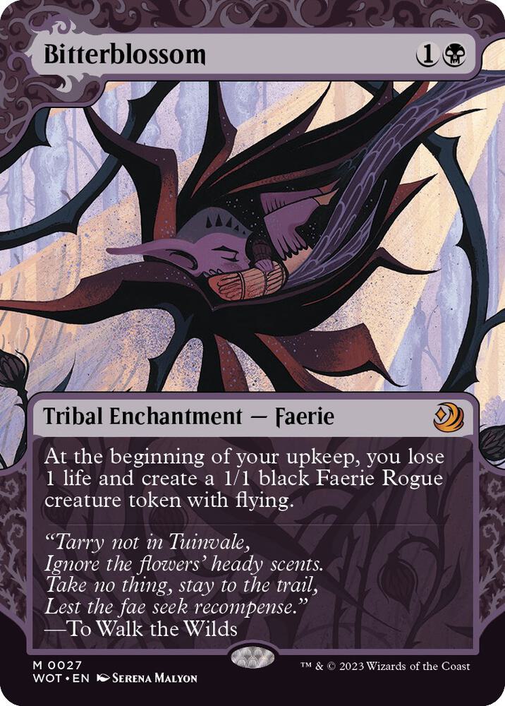 Bitterblossom 27 card from Wilds of Eldraine: Enchanting Tales