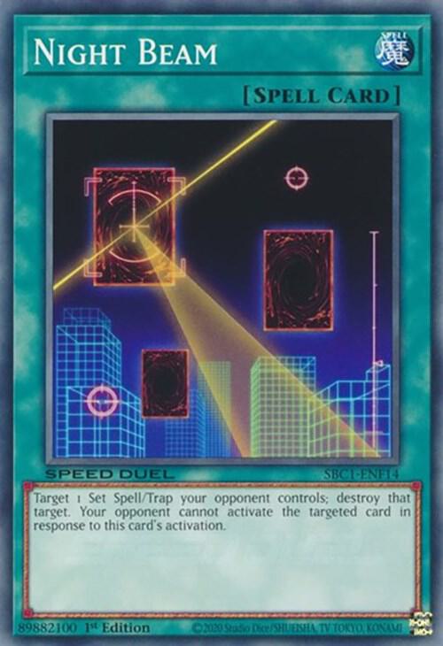 Night Beam SBC1-ENF14 card from Speed Duel: Streets of Battle City