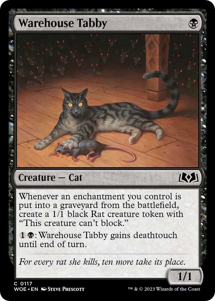 Warehouse Tabby 117 card from Wilds of Eldraine
