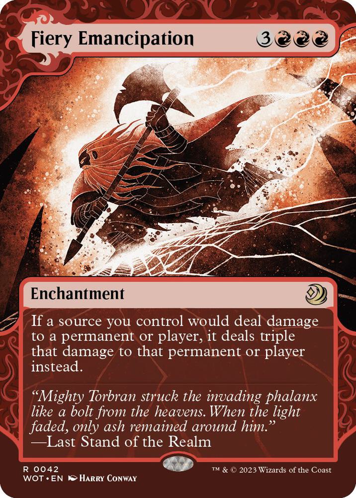 Fiery Emancipation 42 card from Wilds of Eldraine: Enchanting Tales