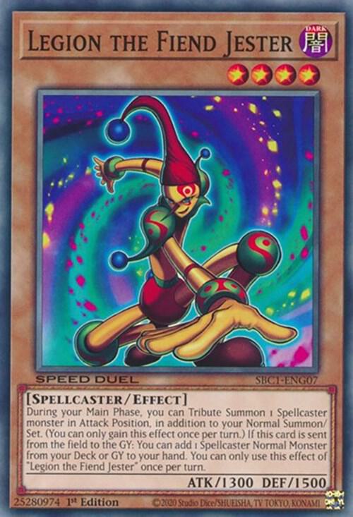 Legion the Fiend Jester SBC1-ENG07 card from Speed Duel: Streets of Battle City
