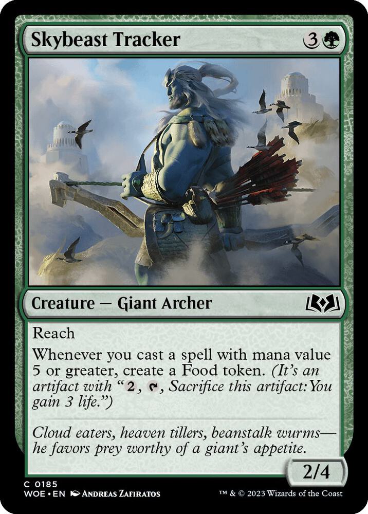 Skybeast Tracker 185 card from Wilds of Eldraine