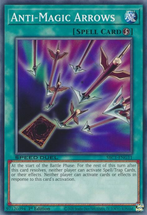 Anti-Magic Arrows SBC1-ENG11 card from Speed Duel: Streets of Battle City