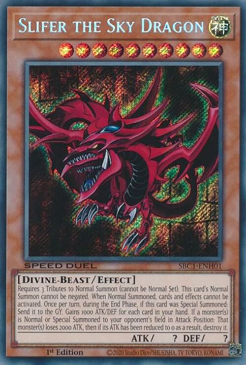 Slifer the Sky Dragon SBC1-ENH01 card from Speed Duel: Streets of Battle City