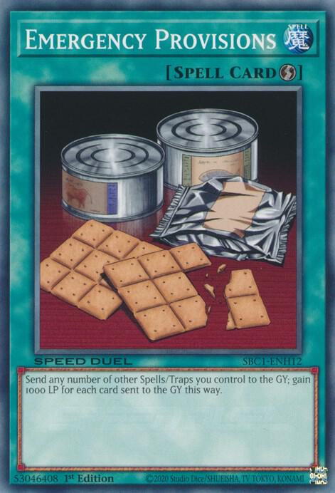 Emergency Provisions SBC1-ENH12 card from Speed Duel: Streets of Battle City