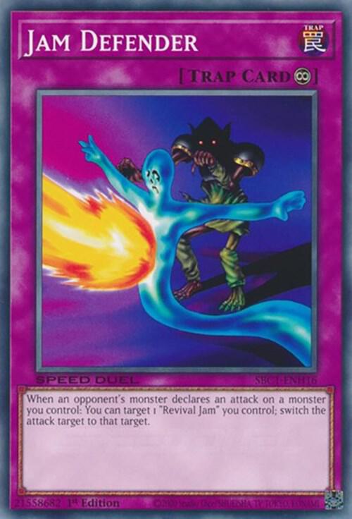 Jam Defender SBC1-ENH16 card from Speed Duel: Streets of Battle City