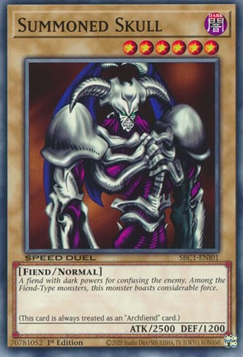 Summoned Skull SBC1-ENI01 card from Speed Duel: Streets of Battle City