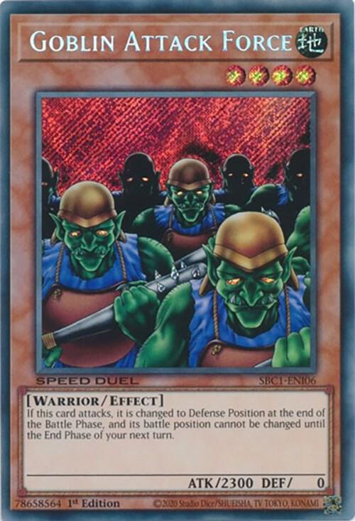 Goblin Attack Force (Secret Rare) SBC1-ENI06 card from Speed Duel: Streets of Battle City