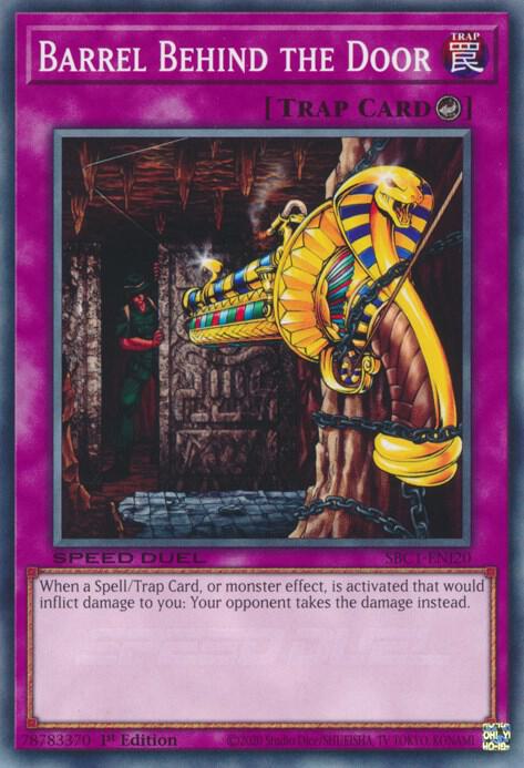 Barrel Behind the Door SBC1-ENI20 card from Speed Duel: Streets of Battle City