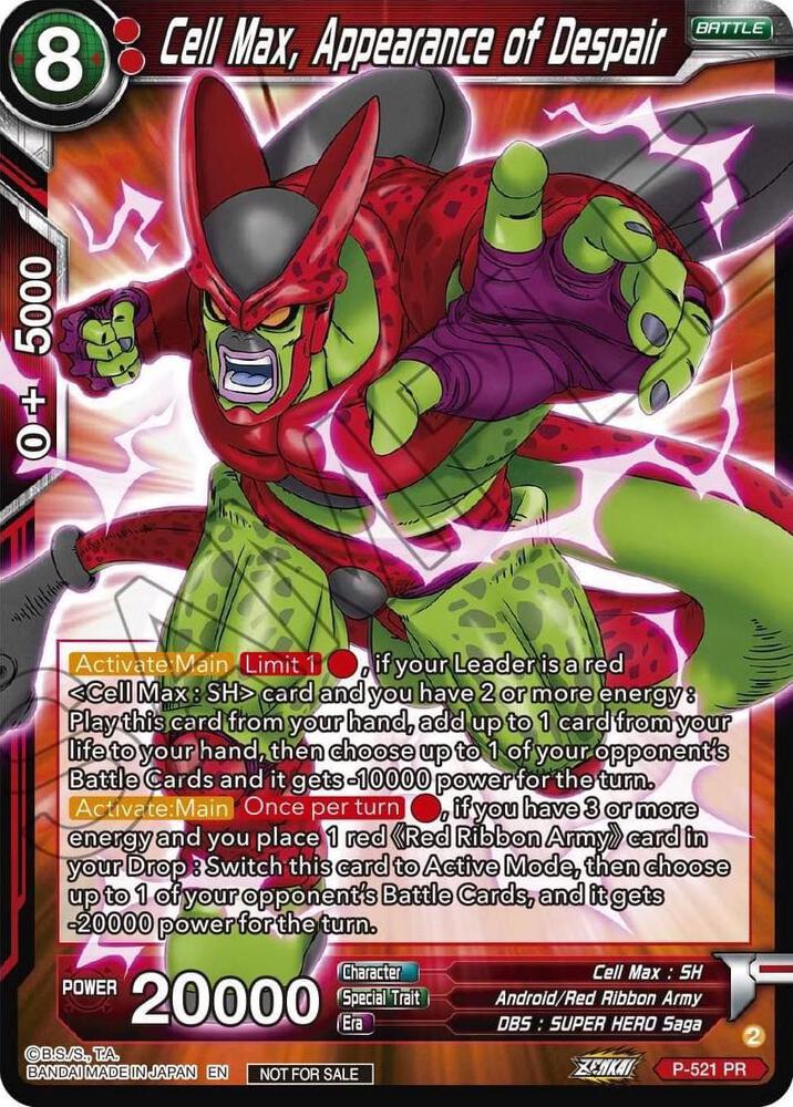Cell Max, Appearance of Despair (Zenkai Series Tournament Pack Vol.5) P-521 card from Tournament Promotion Cards