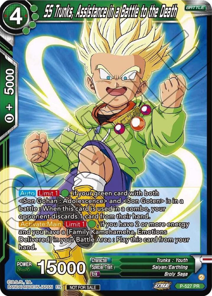 SS Trunks, Assistance in a Battle to the Death (Zenkai Series Tournament Pack Vol.5) P-527 card from Tournament Promotion Cards