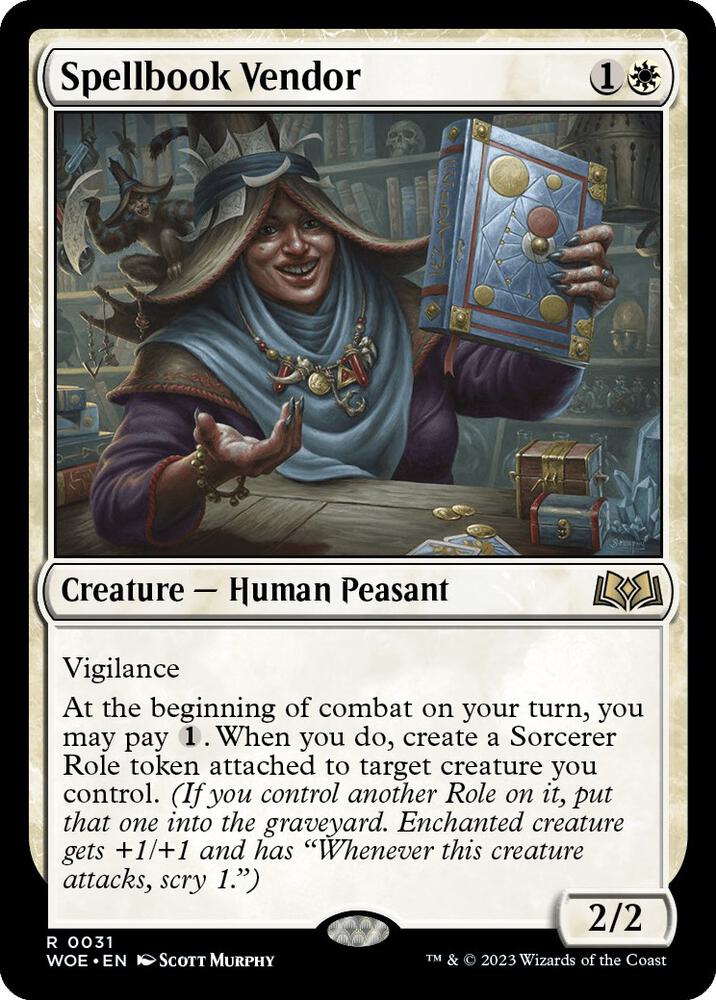 Spellbook Vendor 31 card from Wilds of Eldraine