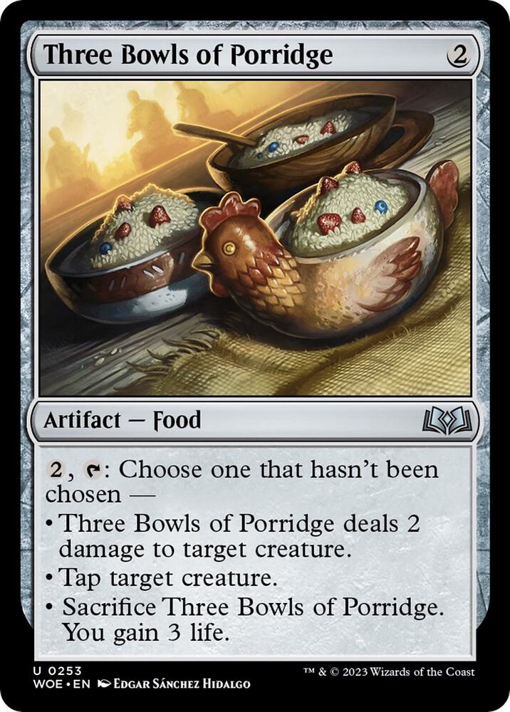 Three Bowls of Porridge 253 card from Wilds of Eldraine