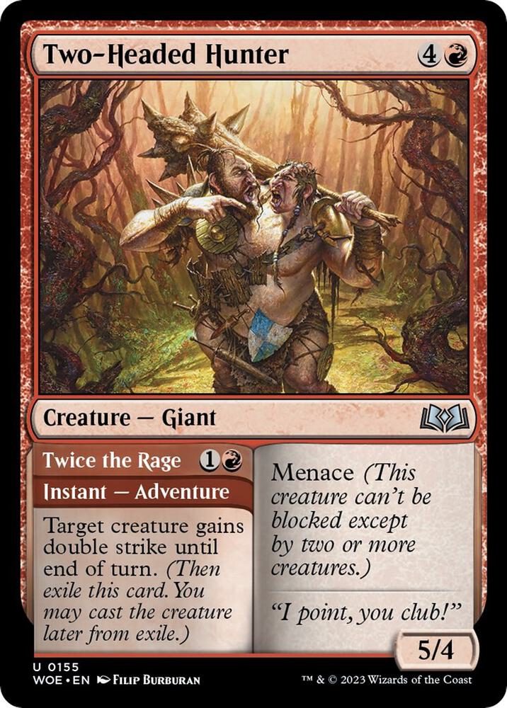 Two-Headed Hunter 155 card from Wilds of Eldraine