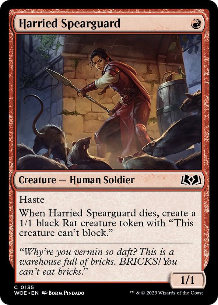 Harried Spearguard 135 card from Wilds of Eldraine