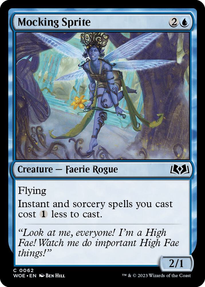 Mocking Sprite 62 card from Wilds of Eldraine