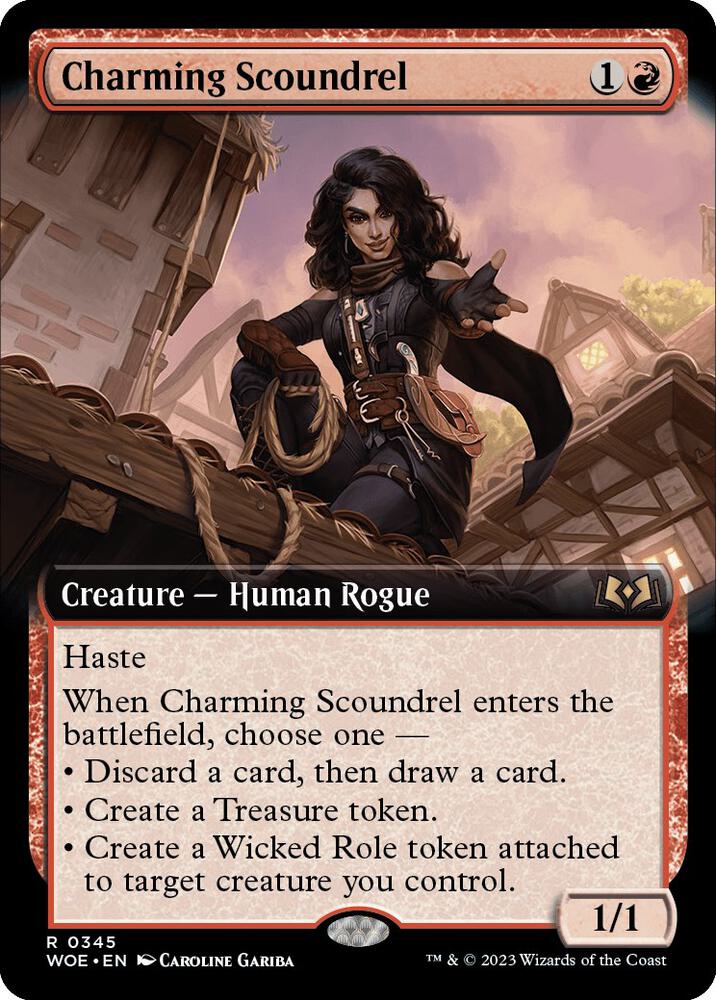 Charming Scoundrel (Extended Art) 345 card from Wilds of Eldraine