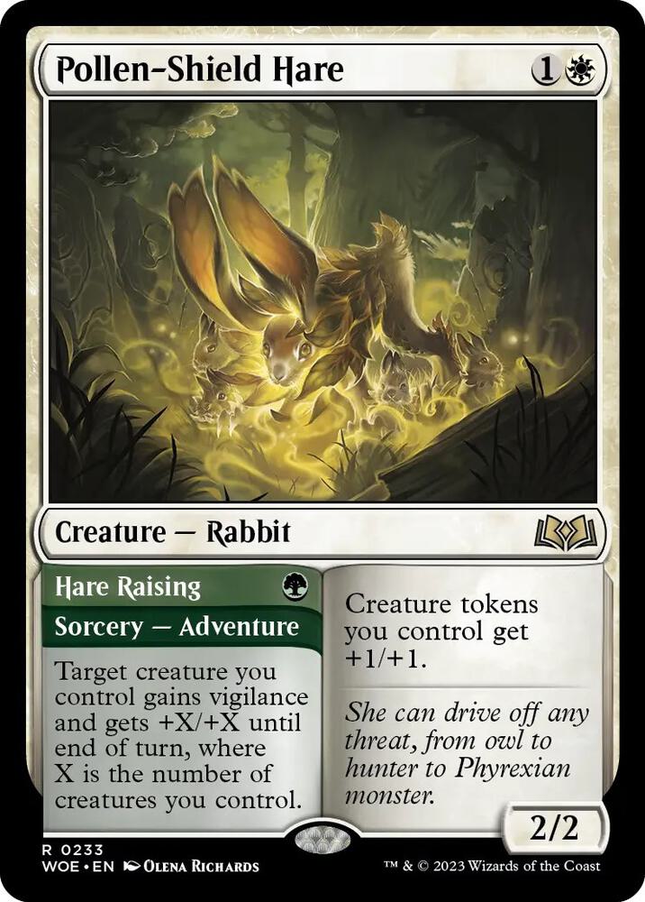 Pollen-Shield Hare 233 card from Wilds of Eldraine