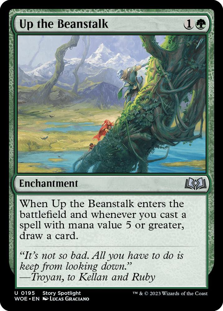 Up the Beanstalk 195 card from Wilds of Eldraine