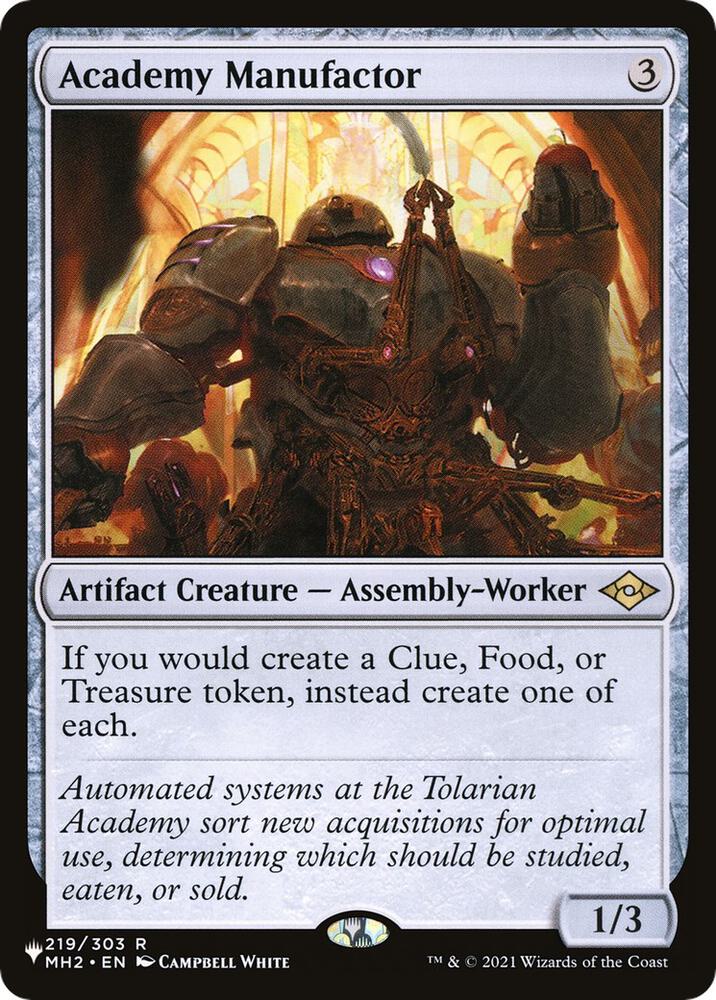 Academy Manufactor 219/303 card from The List Reprints