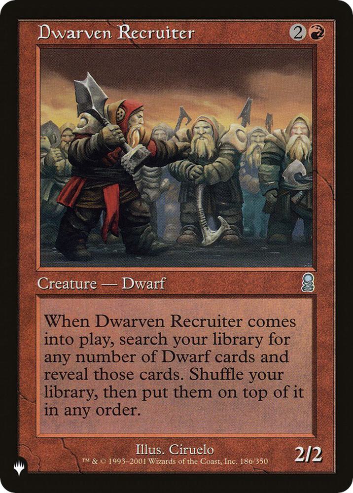 Dwarven Recruiter 186/350 card from The List Reprints