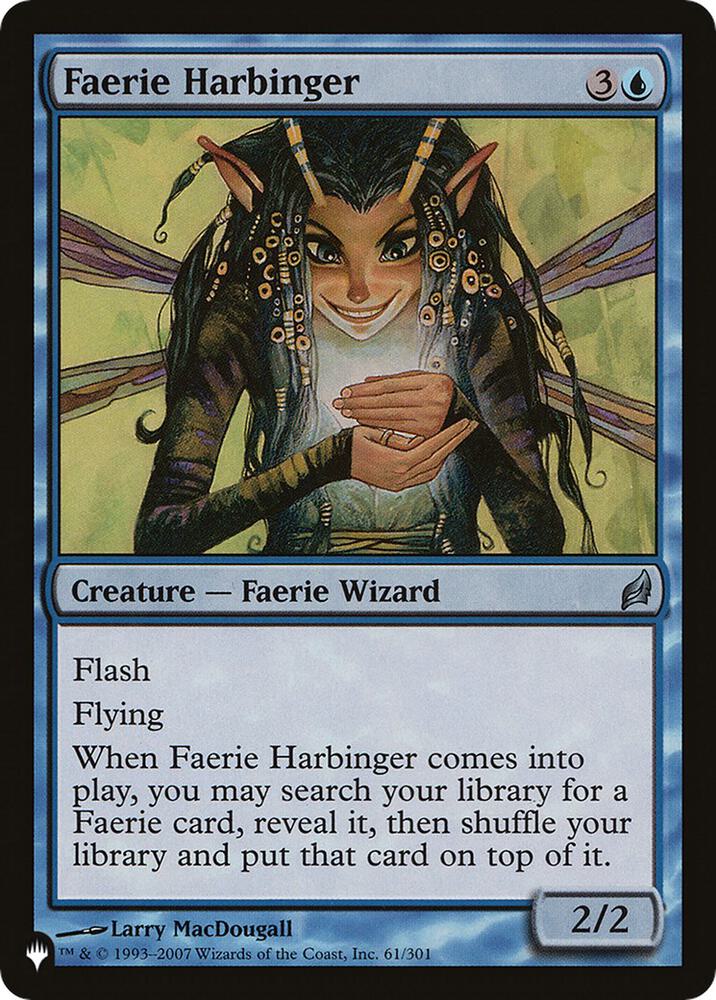 Faerie Harbinger 61/301 card from The List Reprints