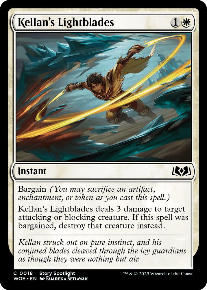 Kellan's Lightblades 18 card from Wilds of Eldraine