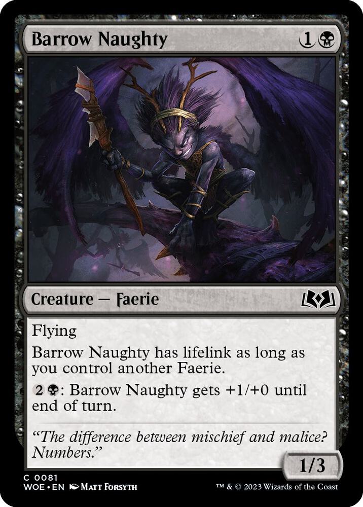 Barrow Naughty 81 card from Wilds of Eldraine
