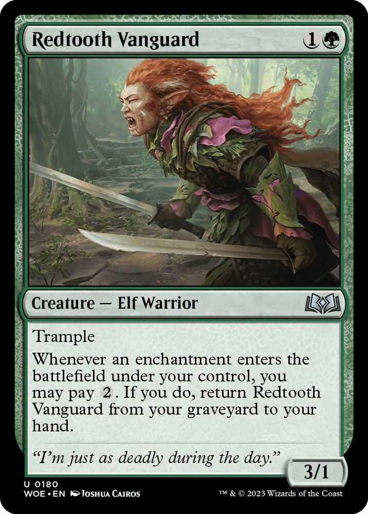 Redtooth Vanguard 180 card from Wilds of Eldraine