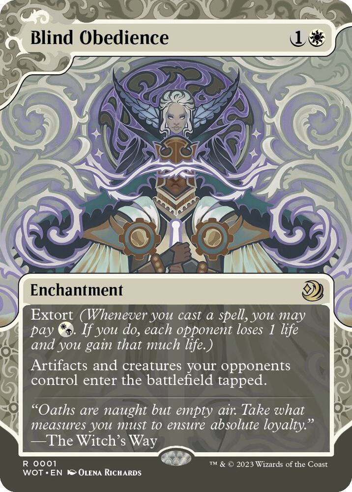 Blind Obedience 1 card from Wilds of Eldraine: Enchanting Tales