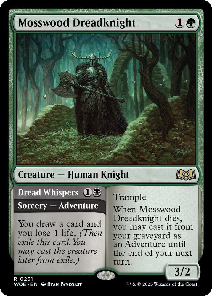 Mosswood Dreadknight 231 card from Wilds of Eldraine