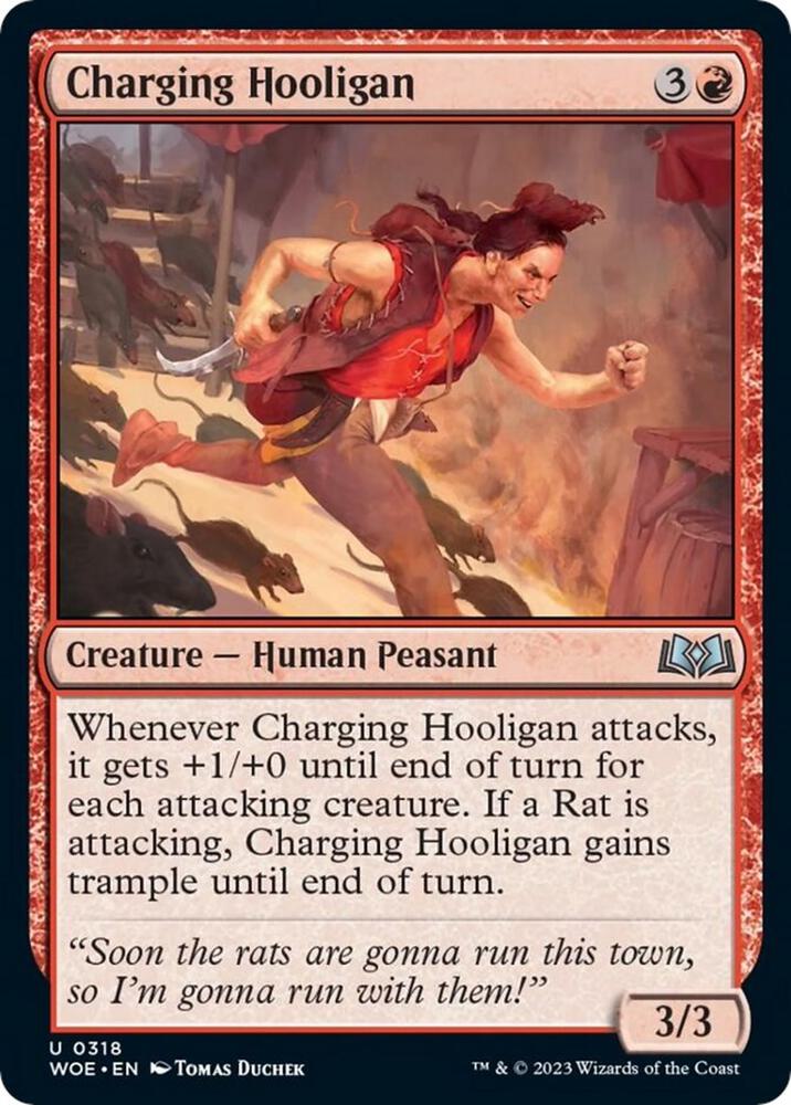 Charging Hooligan 318 card from Wilds of Eldraine