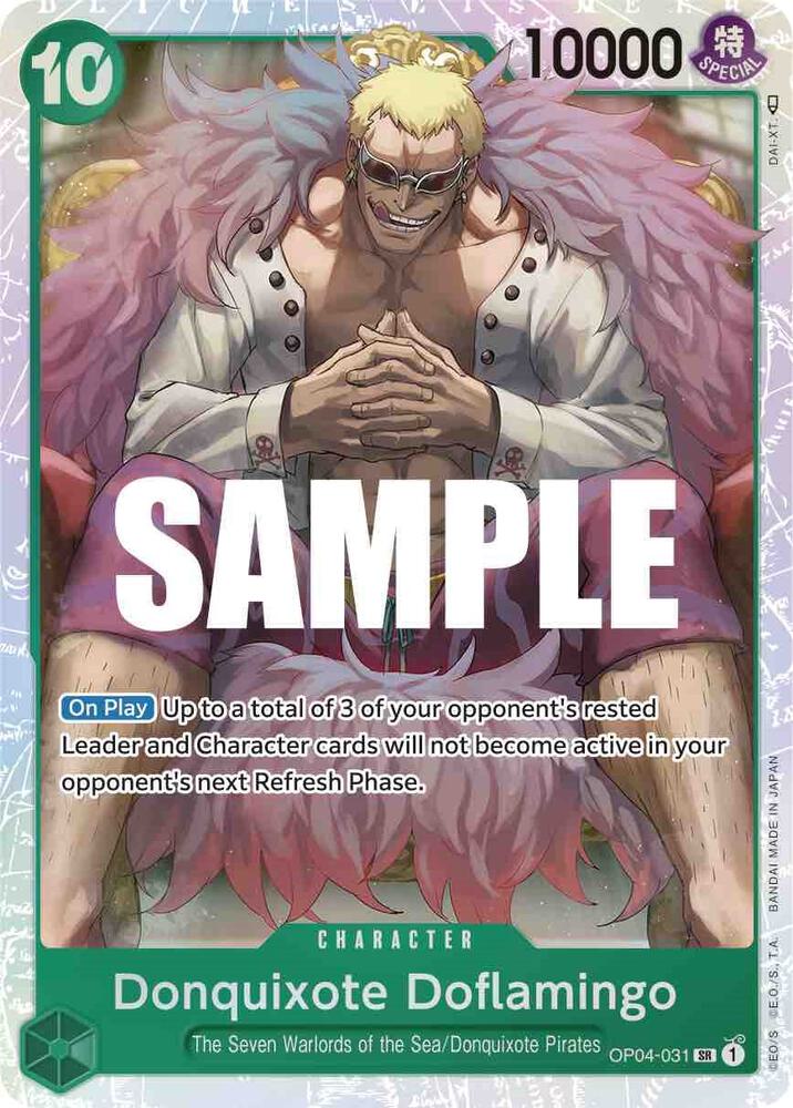 Donquixote Doflamingo OP04-031 card from Kingdoms of Intrigue