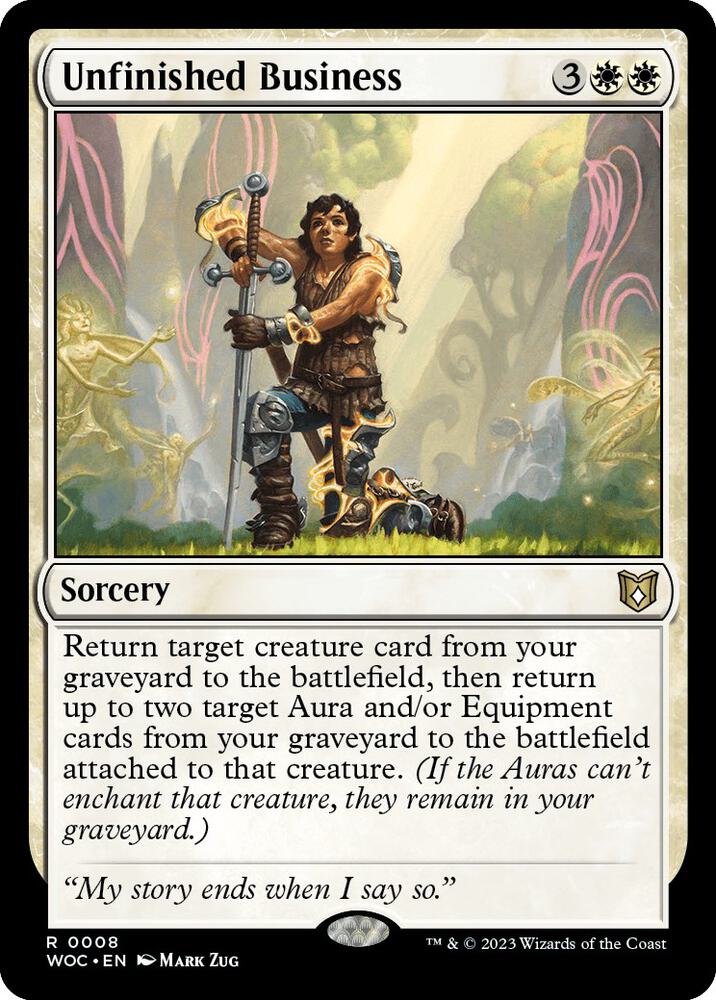 Unfinished Business 8 card from Commander: Wilds of Eldraine