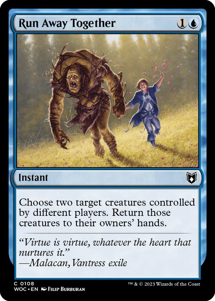 Run Away Together 108 card from Commander: Wilds of Eldraine