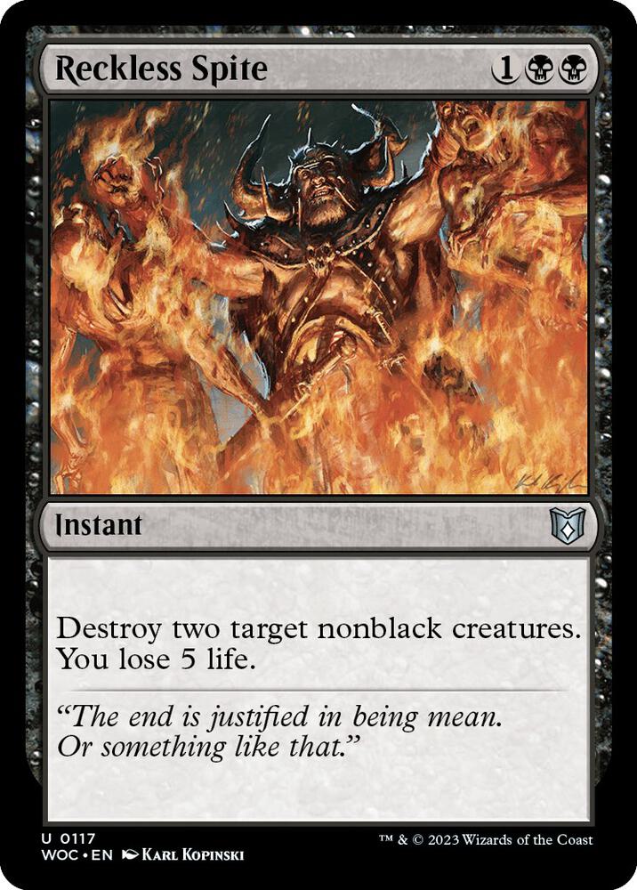 Reckless Spite 117 card from Commander: Wilds of Eldraine