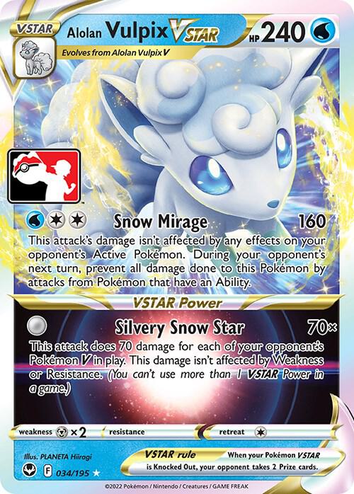 Alolan Vulpix VSTAR 034/195 card from Prize Pack Series Cards