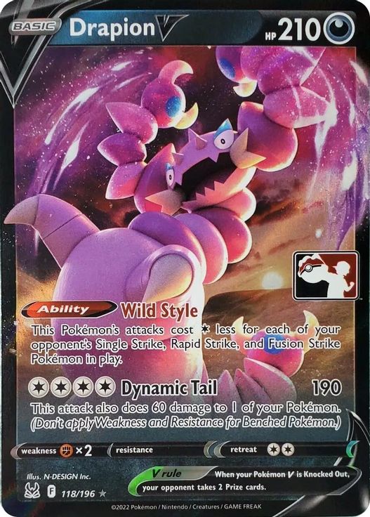 Drapion V 118/196 card from Prize Pack Series Cards