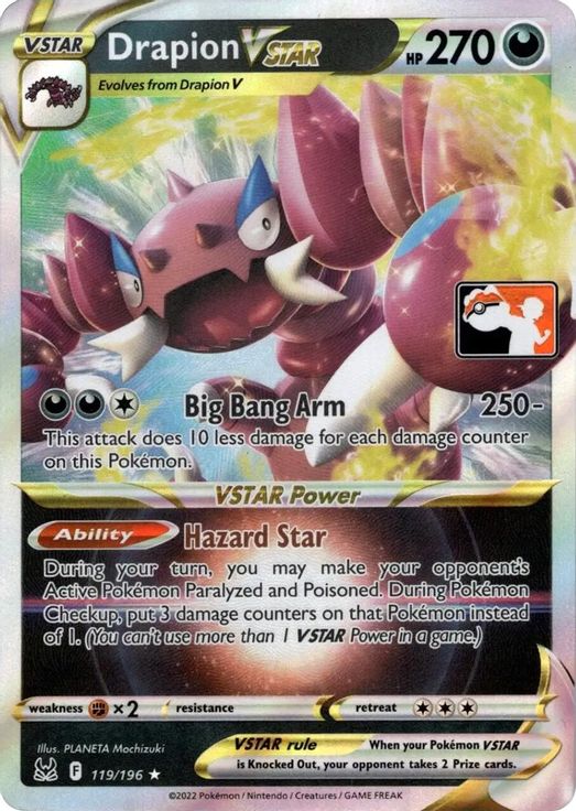 Drapion VSTAR 119/196 card from Prize Pack Series Cards