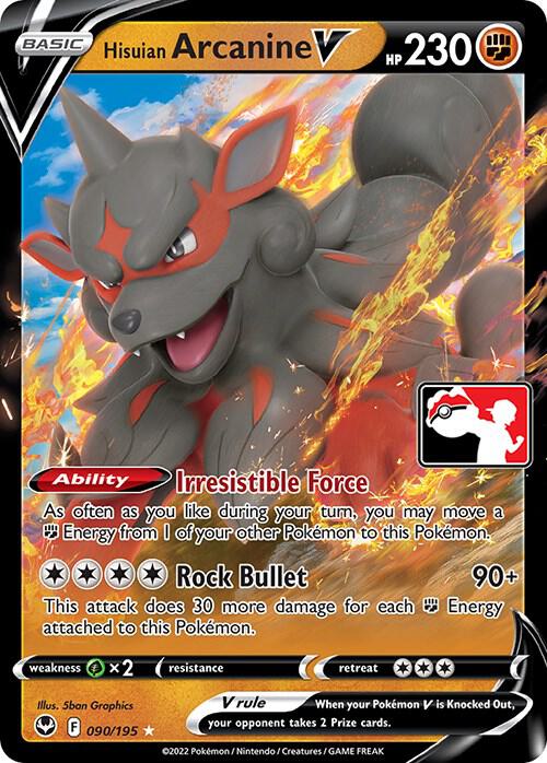 Hisuian Arcanine V 090/195 card from Prize Pack Series Cards