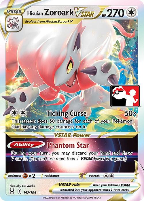 Hisuian Zoroark VSTAR 147/196 card from Prize Pack Series Cards
