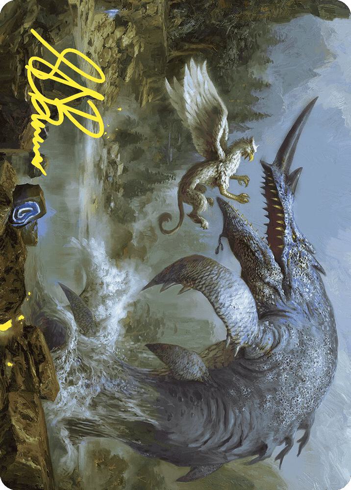 Horned Loch-Whale Art Card (Gold-Stamped Signature) 6 card from Art Series: Wilds of Eldraine