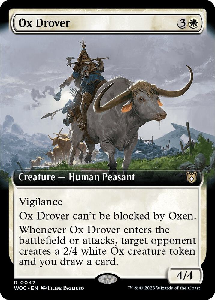 Ox Drover (Extended Art) 42 card from Commander: Wilds of Eldraine