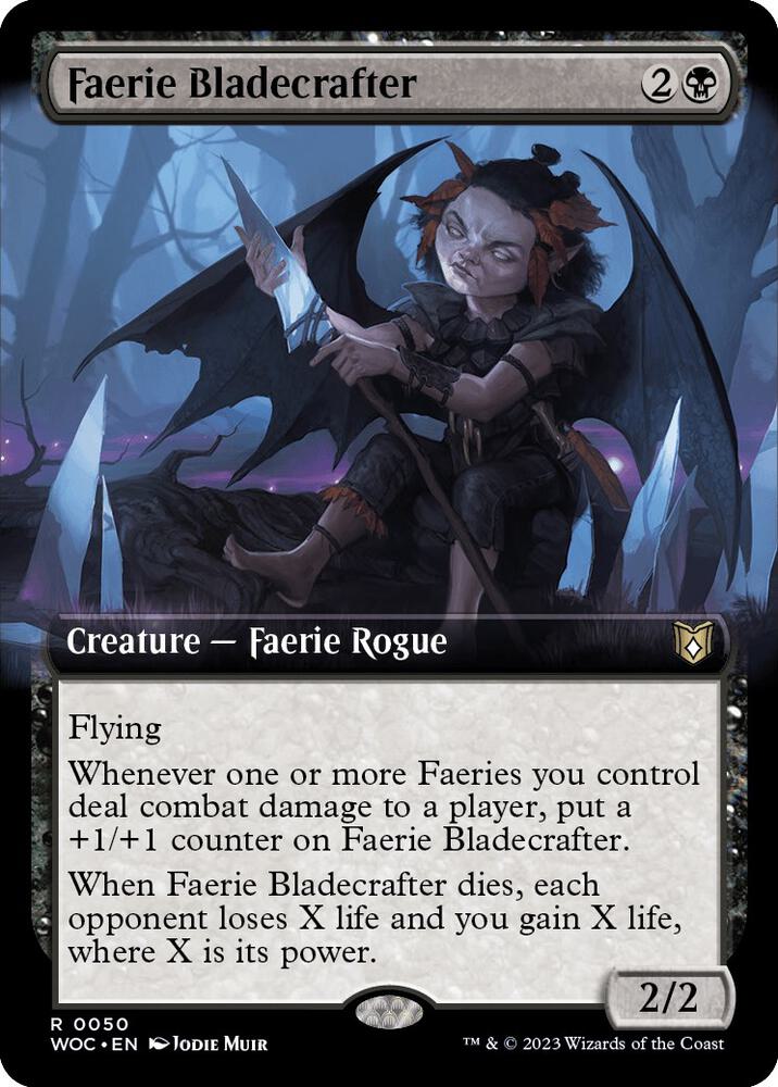 Faerie Bladecrafter (Extended Art) 50 card from Commander: Wilds of Eldraine