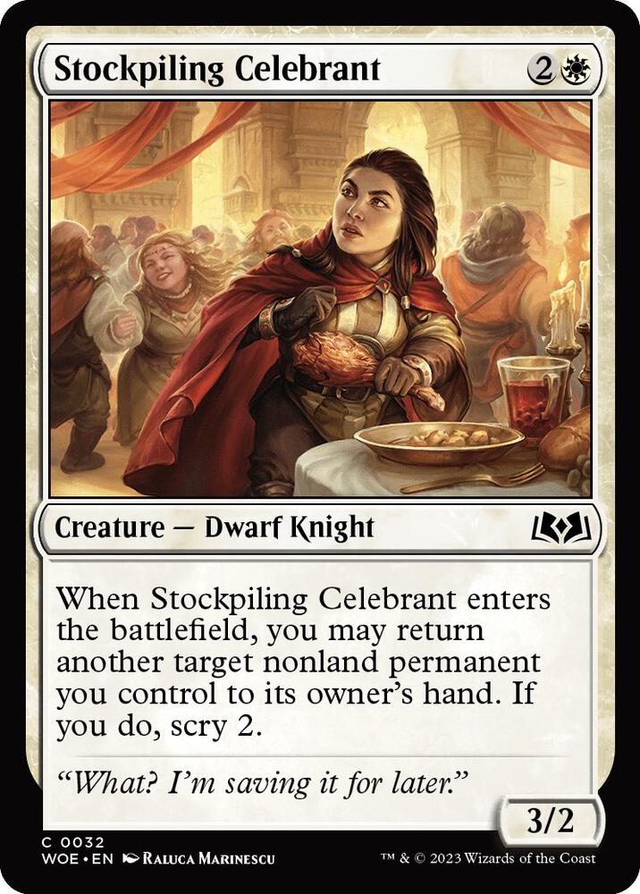 Stockpiling Celebrant 32 card from Wilds of Eldraine